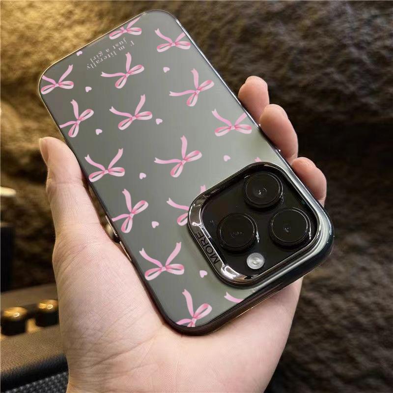 Pink Polka Dot Bow Tie Phone Case iPhone 15 Pro Max 11 12 13 16 14 Plus Silicone Shockproof Case Lens Protector Shell