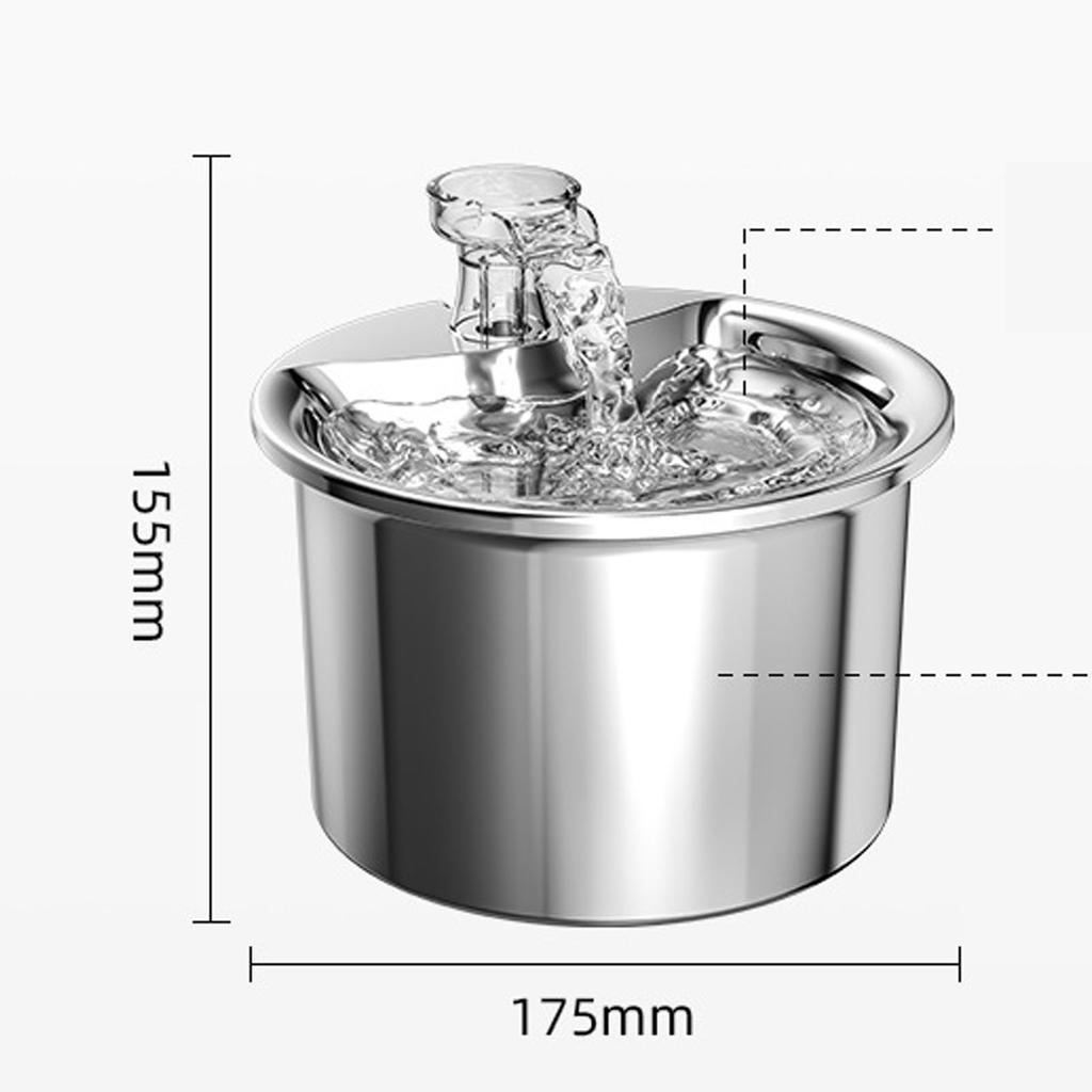 Cat Water Fountain Smart Super Silent Automatic Circulation Filtration Stainless Steel Pet Fountain EU Plug
