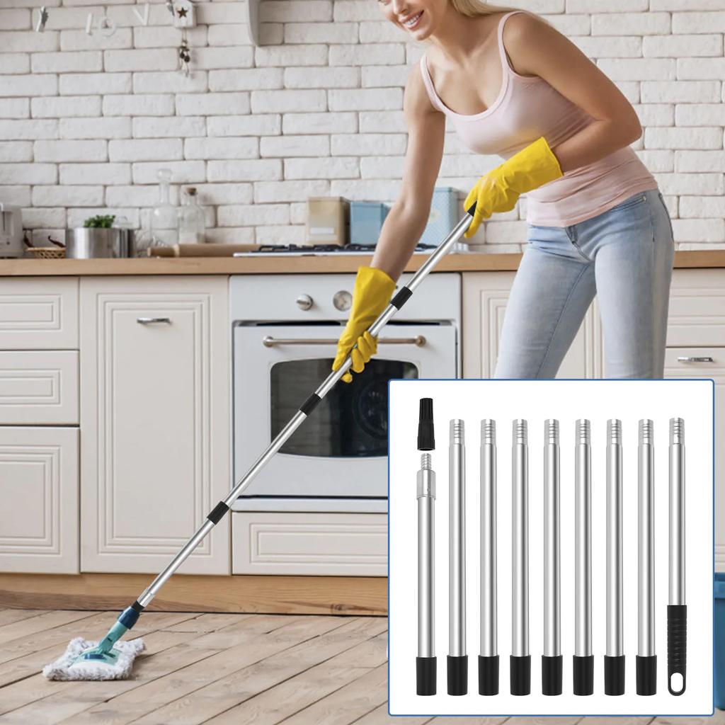 10.83ft Paint Roller Extension Pole with Tapered Adapter 9 Segmented Lightweight Stainless Steel Extension Pole for Mop Handle