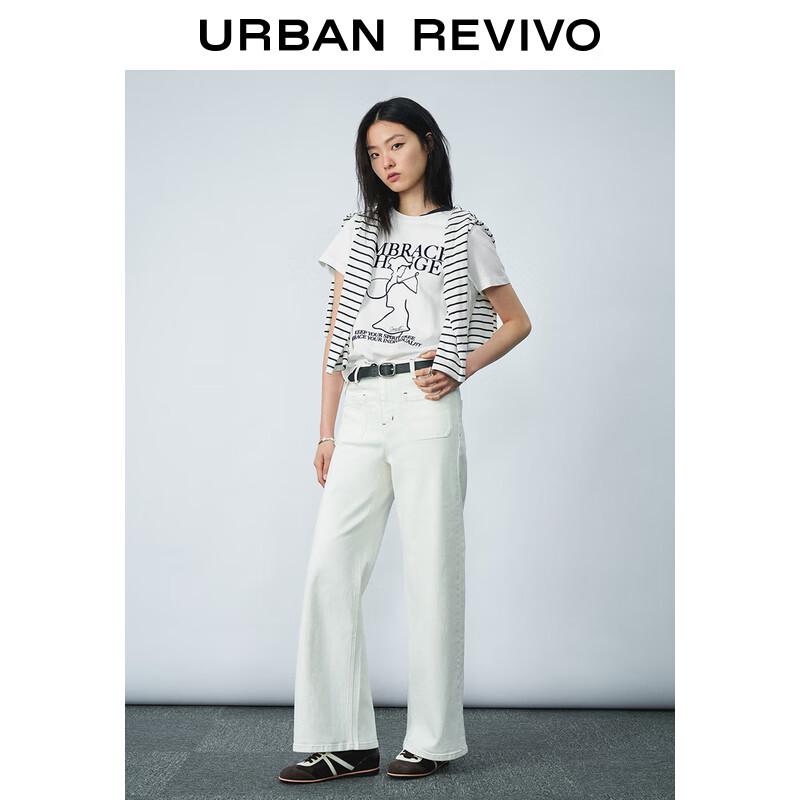 UR Women s Contrast Print Round Neck Short Sleeve T-Shirt XS
