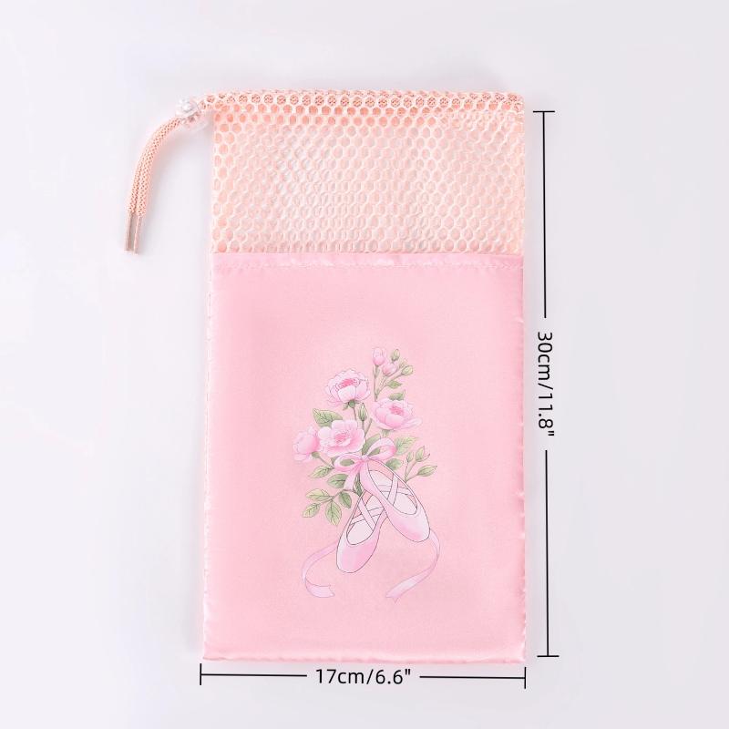 New Pink White Dance Bag Shoes Storage Pouch Ballet Organizer Handbag Bags 1PC Pouches Satin Ballet Shoe Bag Dance Shoes Pouch