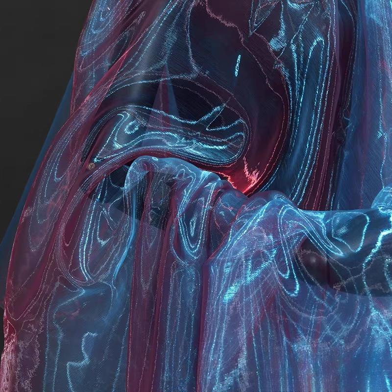100x150cm Gradient Flashing Colorful Organza Tull Fabric for Designer Styling Shiny Dress Clothes Accessories Stage Decor