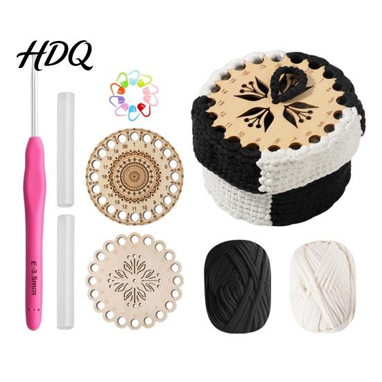 Storage Basket Craft DIY Crochet Kit Handmade Woven Making Set with Kit Yarn & Hook Knitting Desk Organizer for Beginner