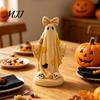 Seasonal Home Decorations Halloween Patchwork Ghost/Pumpkin Man Statue Ornament, Resin Creative Desktop Figurine, Unique Holiday Gifts Cute Sculpture