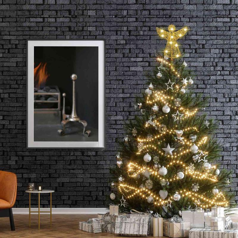 Christmas with Lights Glowing Wrought Iron Tree Top Star Without Battery Christmas Treetop Decoration
