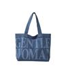 Fashion Trend Alphabet Printed Denim Bag 2025 Spring New Textured Casual Tote Bag Shoulder Bag