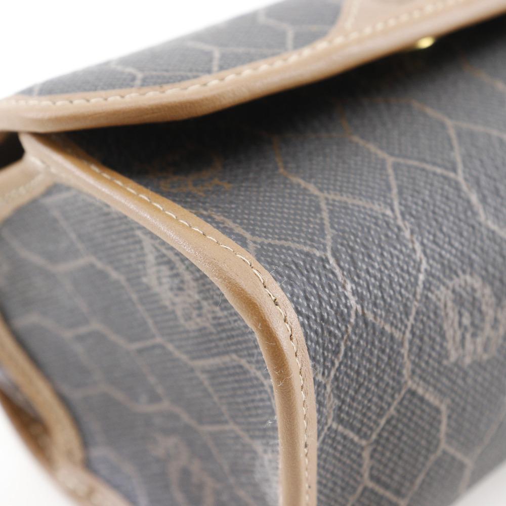 Dior Honeycomb Pattern Pouch Novelty Brown PVC Unisex Used