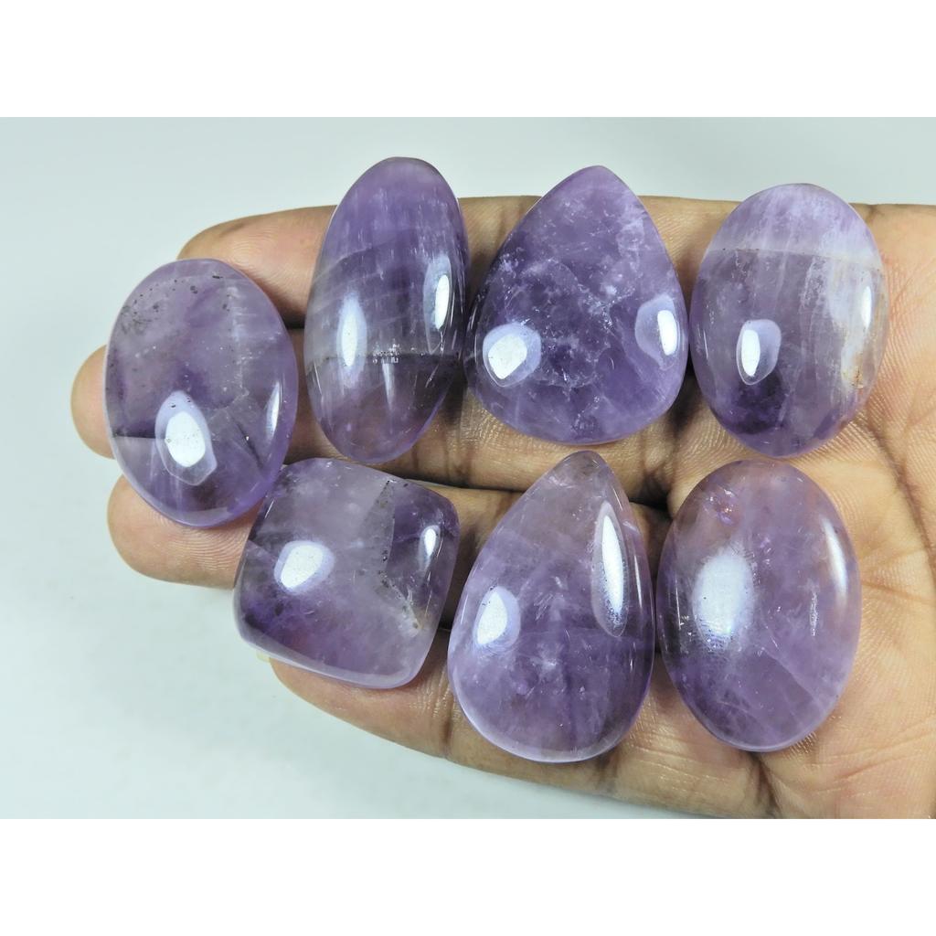 380Cts. Natural Amethyst Lace Agate Mix Cabochon Loose Gemstone 07 Pcs Lot C-3941