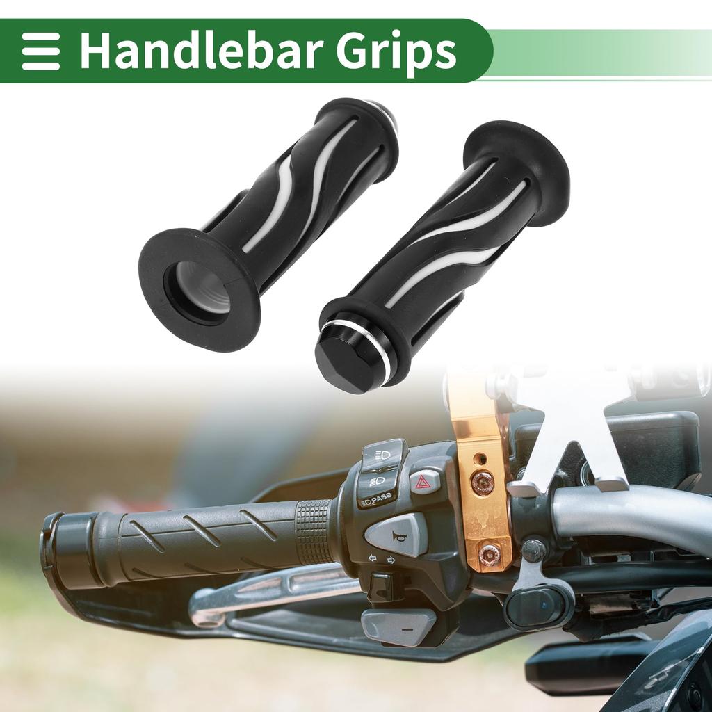 BULLSPANN Universal Motorcycle Hand Grip Cover Non-slip Aluminum Alloy Rubber Handlebar Grip Motorcycle Scooter White 1 Pair 22mm 24mm