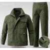 Herren-Arbeitskleidungs-Set für Frühling/Herbst, hitzebeständig: Langlebiges, fleckenresistentes Zweiteiler-Set aus Jacke und Hose mit mehreren Taschen