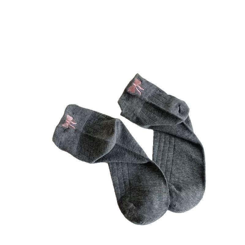 Women's Heel Bow Short Socks Spring and Summer Thin Solid Color Breathable Cotton Socks Mesh Socks