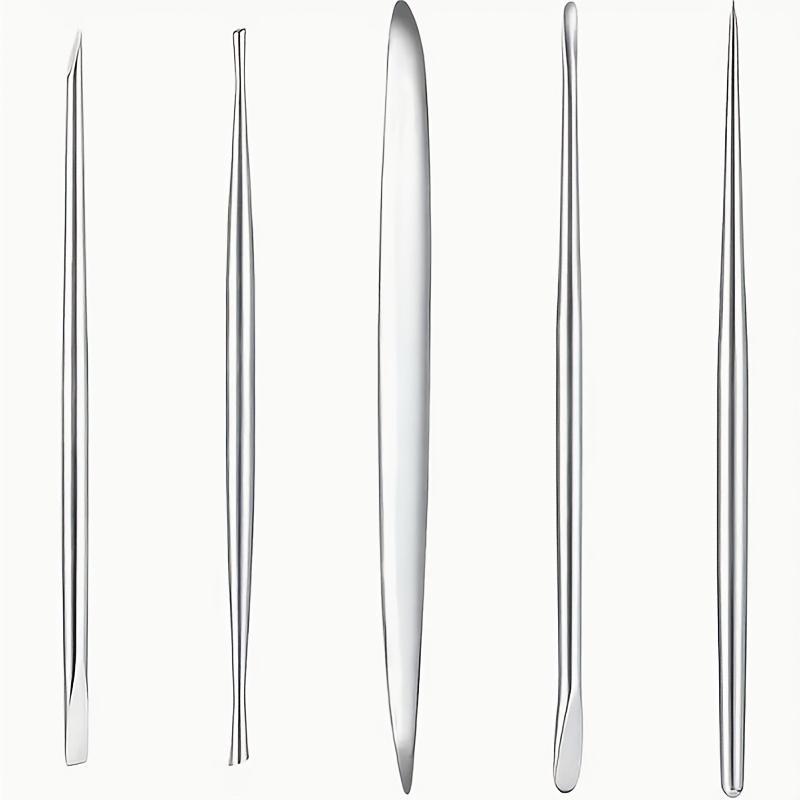 5 Pcs Stainless Steel Ceramics and Clay Sculpting Tool Set Ribbon Carving Tools for Pottery, Uncharged Crafting Accessories for Texturing and Modeling
