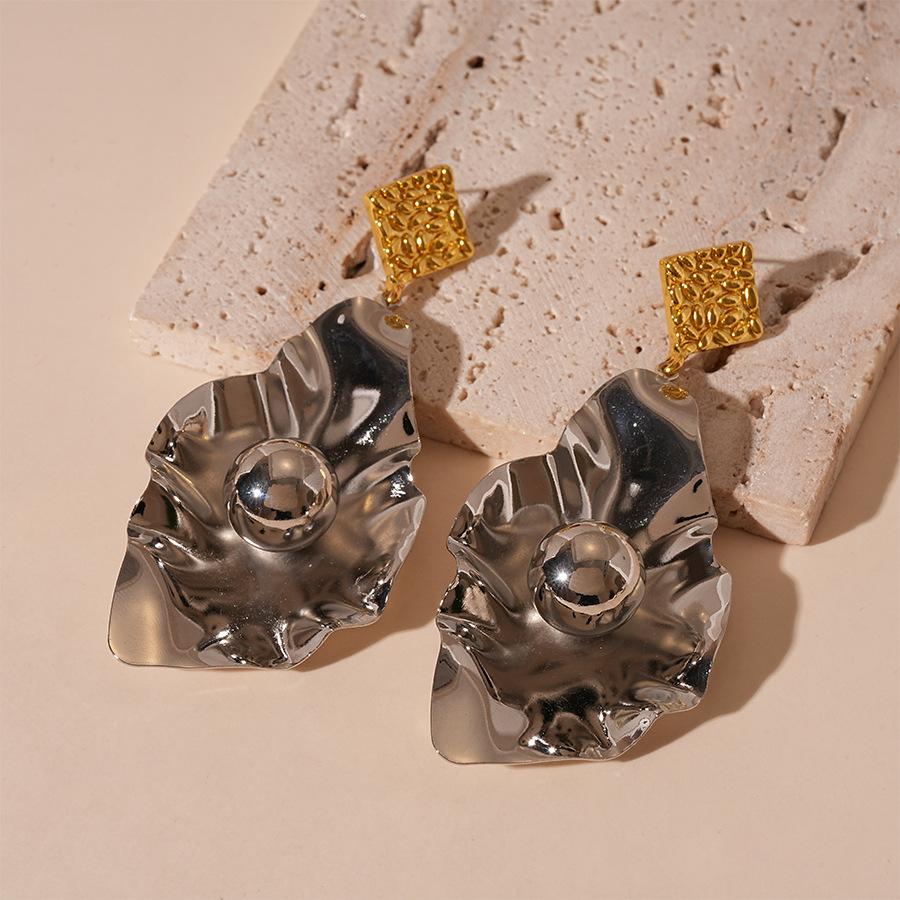 Exaggerated Contrasting Color Metallic Irregular Geometric Earrings, Elegant and High-end Earrings for Women