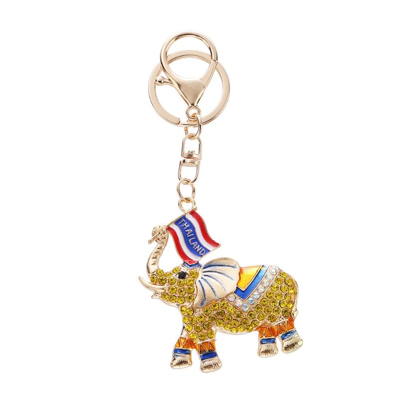 Fashion Rhinestone Elephant Keychains Cute Animal Keyrings Car Key Chain Women Bag Charm Pendant Jewelry