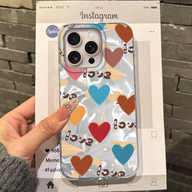 

Красочный Чехол для Телефона с Любовным Сердцем и Бантом для Девочек для Apple iPhone 15 16 14 13 Pro Max 16e 12 11 7 8 Plus XR SE Противоударный Чехол Fundas iPhone 12 pro белый
