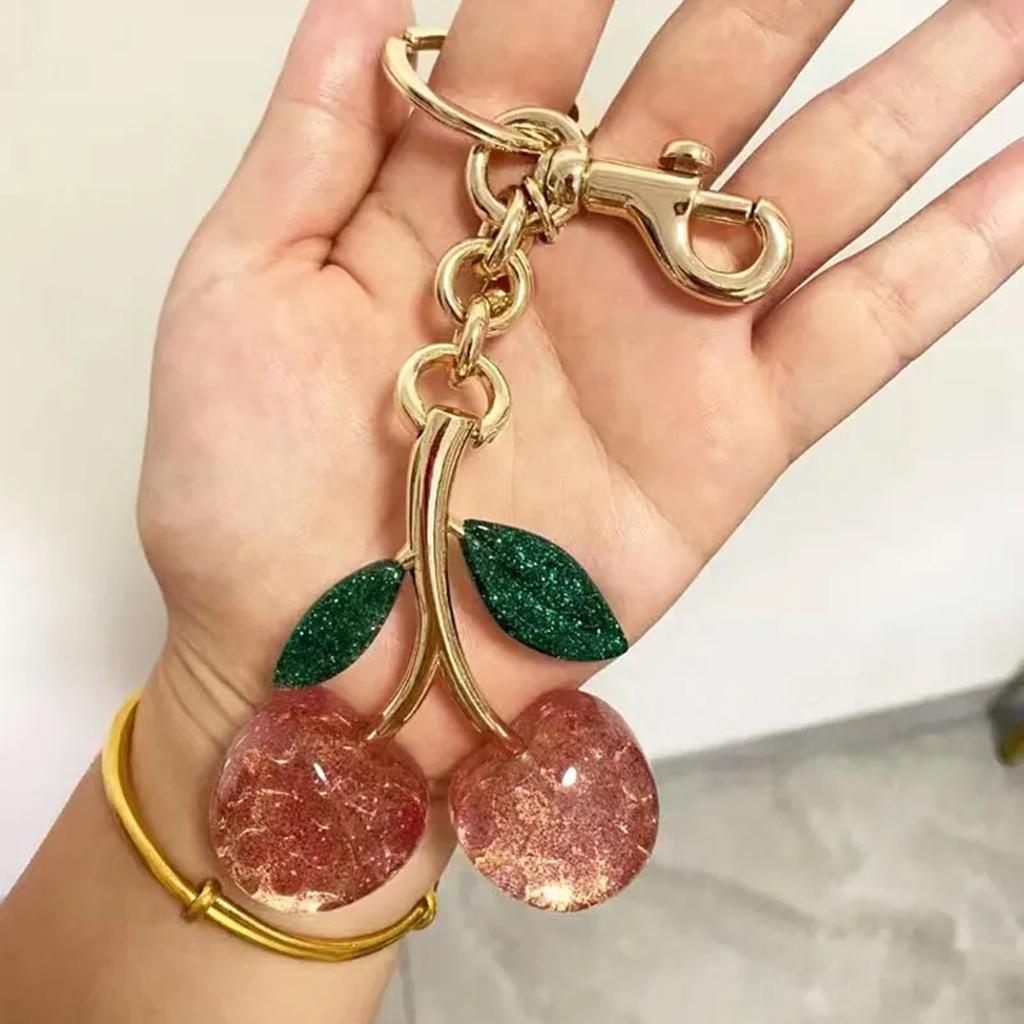 Stylish Cherry Pendnat Keychain Bag Charm Eye Catching Cherry Keychain Accessory Fashionable Hangings Decoration