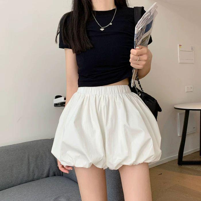 

Korean-Style Petite High-Waist A-line Bloomers for Women - Spring 2026 Slimming Casual Wide-Leg Shorts XS for 70-85 jin белый