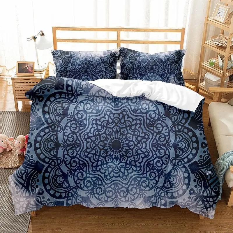 Comforter 3D Print Boho Mandala King Queen Chic Colorful Rustic Mandala Galaxy Polyester Bedding Set For Girls Women