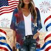 Women's Independence Day Print Cardigan, Loose-Fit Tunic, Casual Shirt