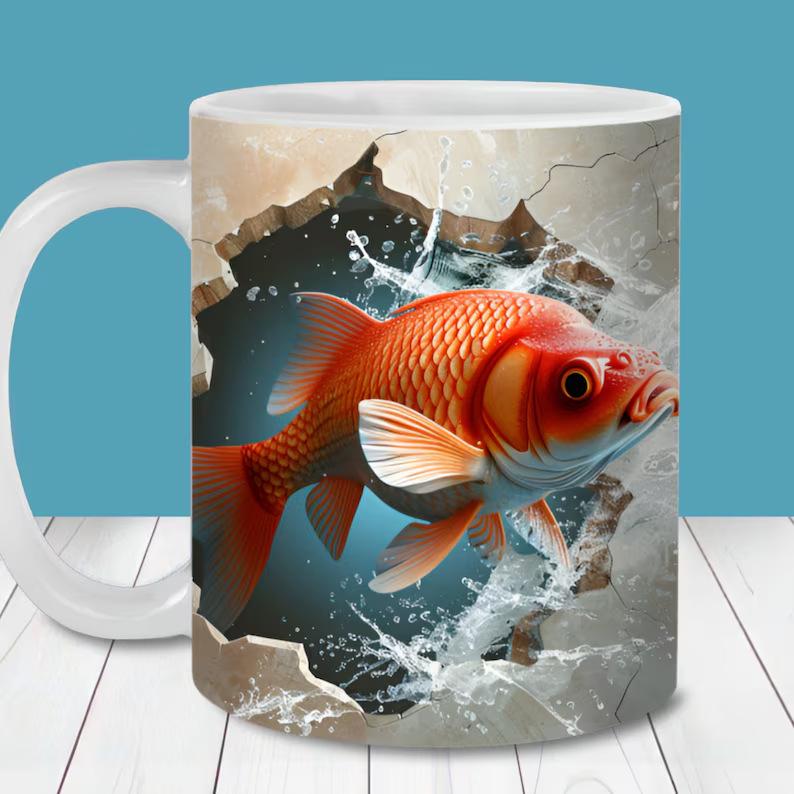 

3D Подарок на День отца Папа Керамическая кофейная кружка Отец Золотая рыбка Чашка для воды Рыбалка Рыбалка 301-400ml