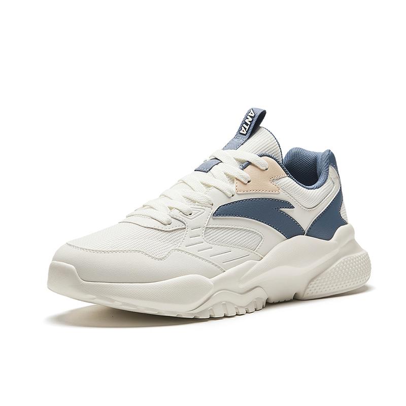 Anta Gravitation Cushioning Slip Resistant Abrasion Resistant Lightweight Low top Casual Shoes Men's White Blue Sneakers 912528854F-7