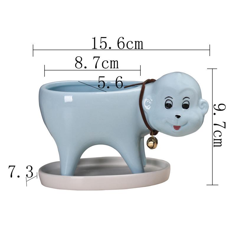 Popular Gardening Creative Cartoon Succulent Flower Pot Ceramic Desktop Plant Flower Ornament With Tray
