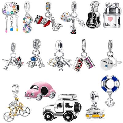 Nou Talisman Charm Sport Cupru Bicicletă Mașină Chitară Vioară Căști Potrivit Pentru Brățară Originală Bijuterii Boutique Femei DIY