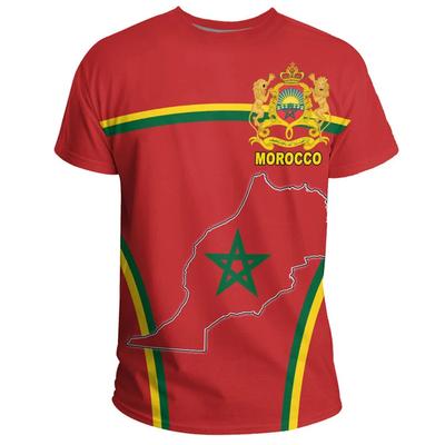 Summer Round Neck 3D Morocco Map Printed Top Fashionable Casual Short Sleeved Men's T-shirts
