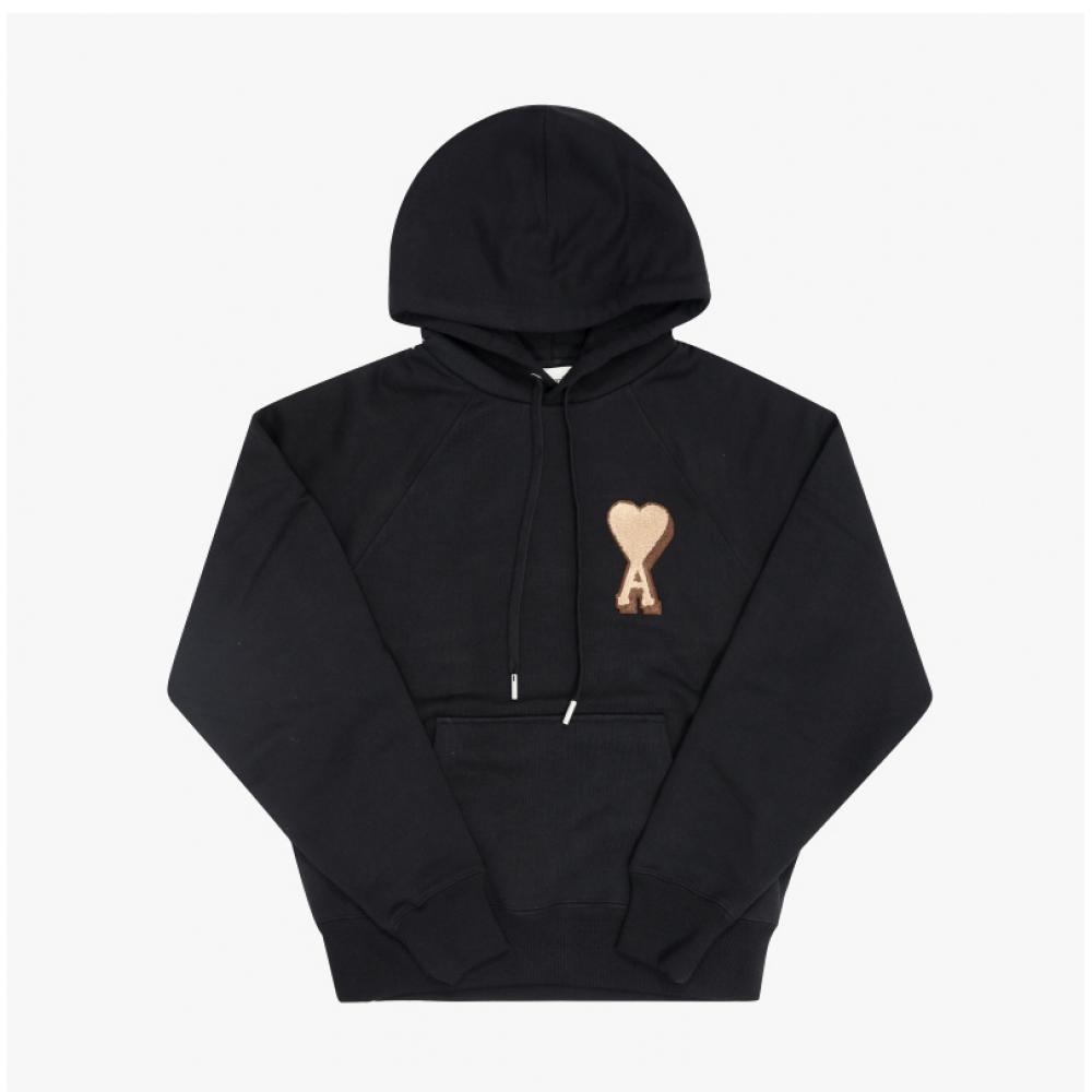 Ami Usw770 Big Heart Logo Terry Patch Hoodie 747 001