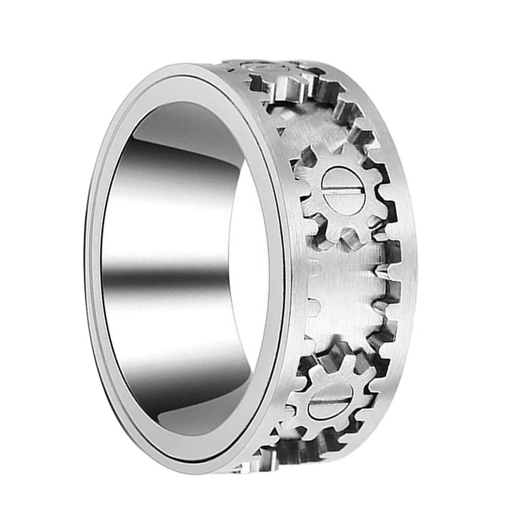 Gear Ring Rotatable Ring Male and Female Couple Rotating Wheel Starry Sky Trendy Rose Couple Rings