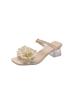 Fashion Glitter Slides Slippers Casual Summer Women's Shoes Heeled Mules Flower Pantofle Square Heel Jelly Luxury High 2025 Block Floral