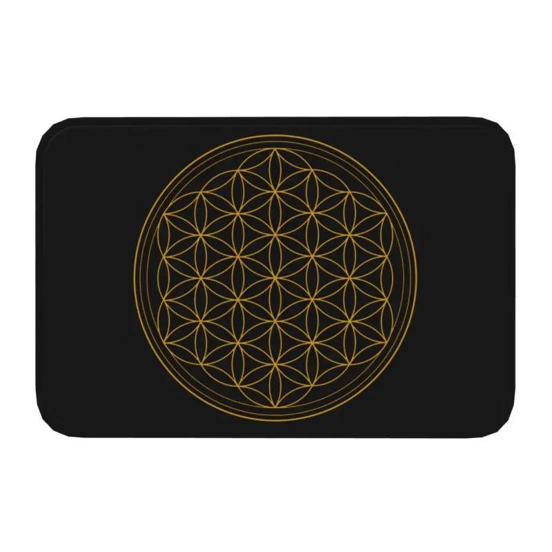 Fußmatte „Blume des Lebens“ für Küche, Bad, Garten, Terrasse oder Balkon – rutschfest, ideal für den Außenbereich, spirituell, Yoga, Zen und als Mandala-Fußmatte.