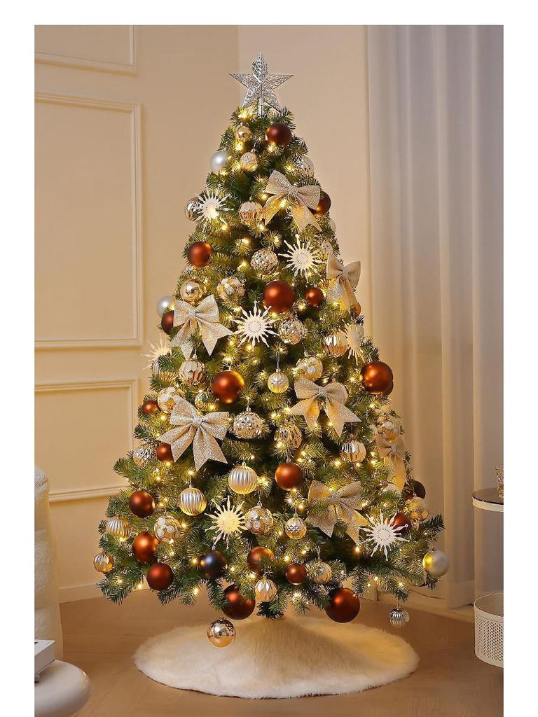 2025 White Flocked Snowy Christmas Tree Set with DIY Ornaments for Home Living Room