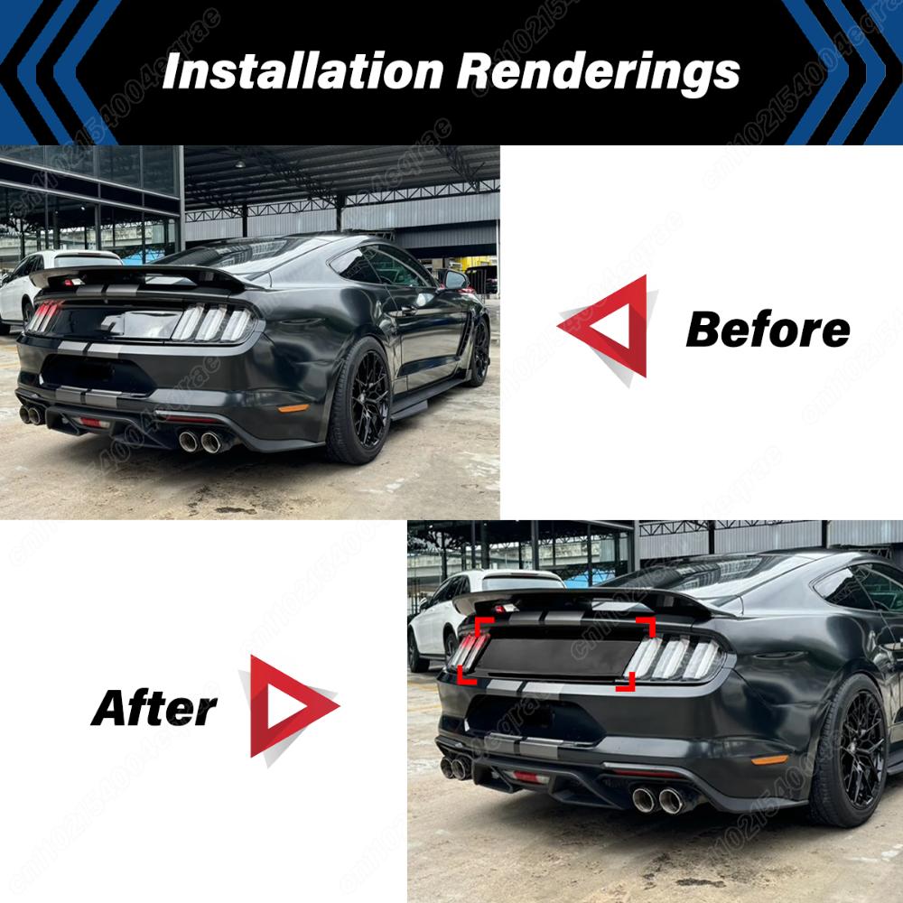For Ford Mustang Gt 2015 2016 2017 2018 2019 2020 2021 2022 2023 Real Glossy Black Trunk Panel Decklid Trim Cover Body Kit
