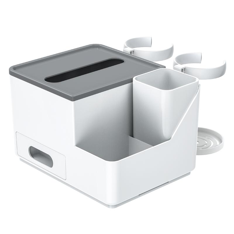 Car Armrest Box Storage Multifunctional 4 in 1 Car Storage Box Cup Holder Tissue Box Waste Bin Portable Organizer Interior Accessories