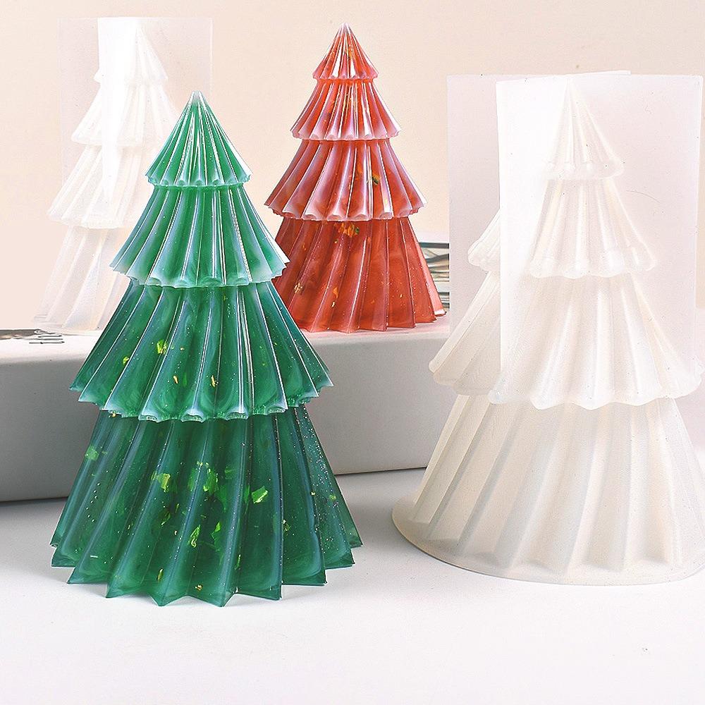 Soft Soap Mould Diagonal Striped Christmas Tree Candle Mold Ornament   DIY