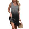 Women's Summer V-neck Casual Beach Vacation Style Gradient Sleeveless Patchwork Dresses