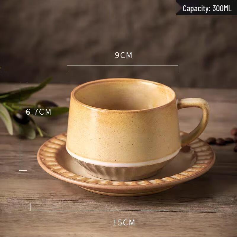 HANDUNYOU Retro Flower Ceramic Coffee Cup & Saucer Set
