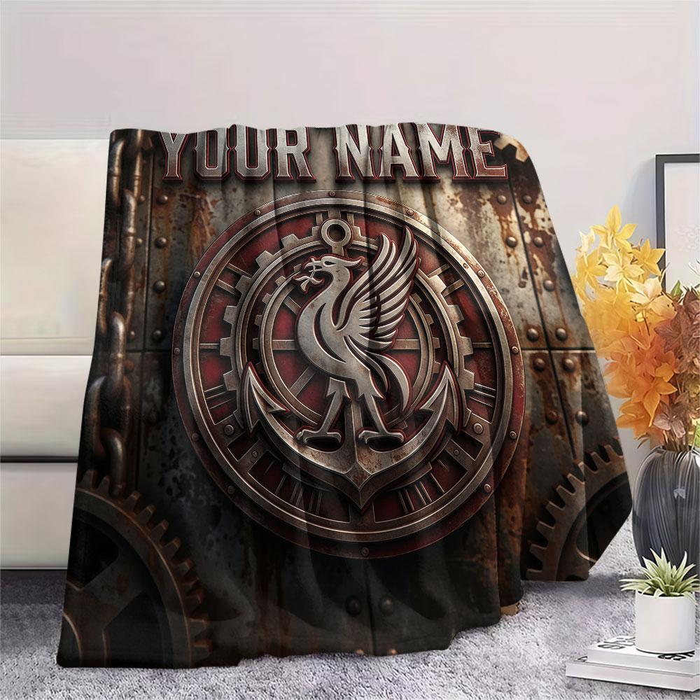 Custom Name,Liverpool Printed Flannel Blanket, Soft Throw for Bedroom Sofa, Washable, Christmas Present, Great Gift.