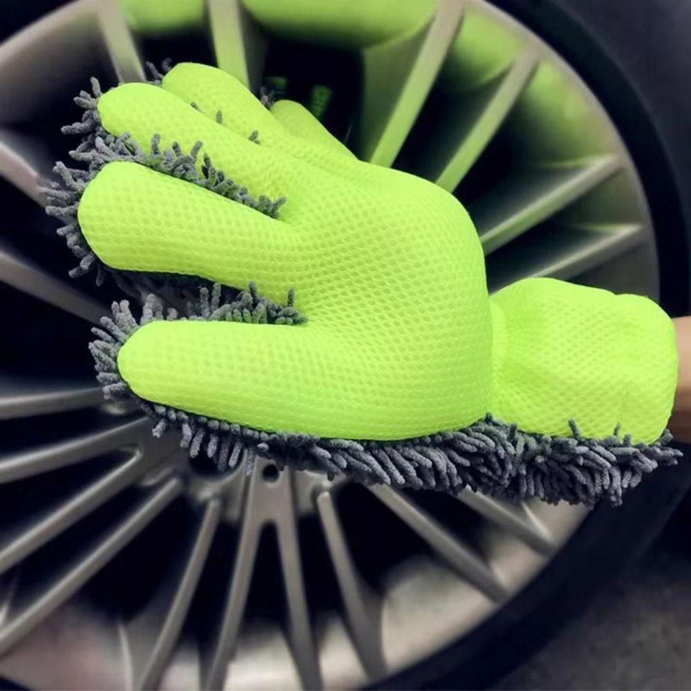 Anti-Scratch Car Washing Gloves Thick Cleaning Glove 5-Finger Design Washing Mitt  Auto Detailing