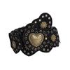 Retro Wasteland-Style Suede Belt with Rivet and Eyelet Accents – Punk Western Heavy Industry for Women