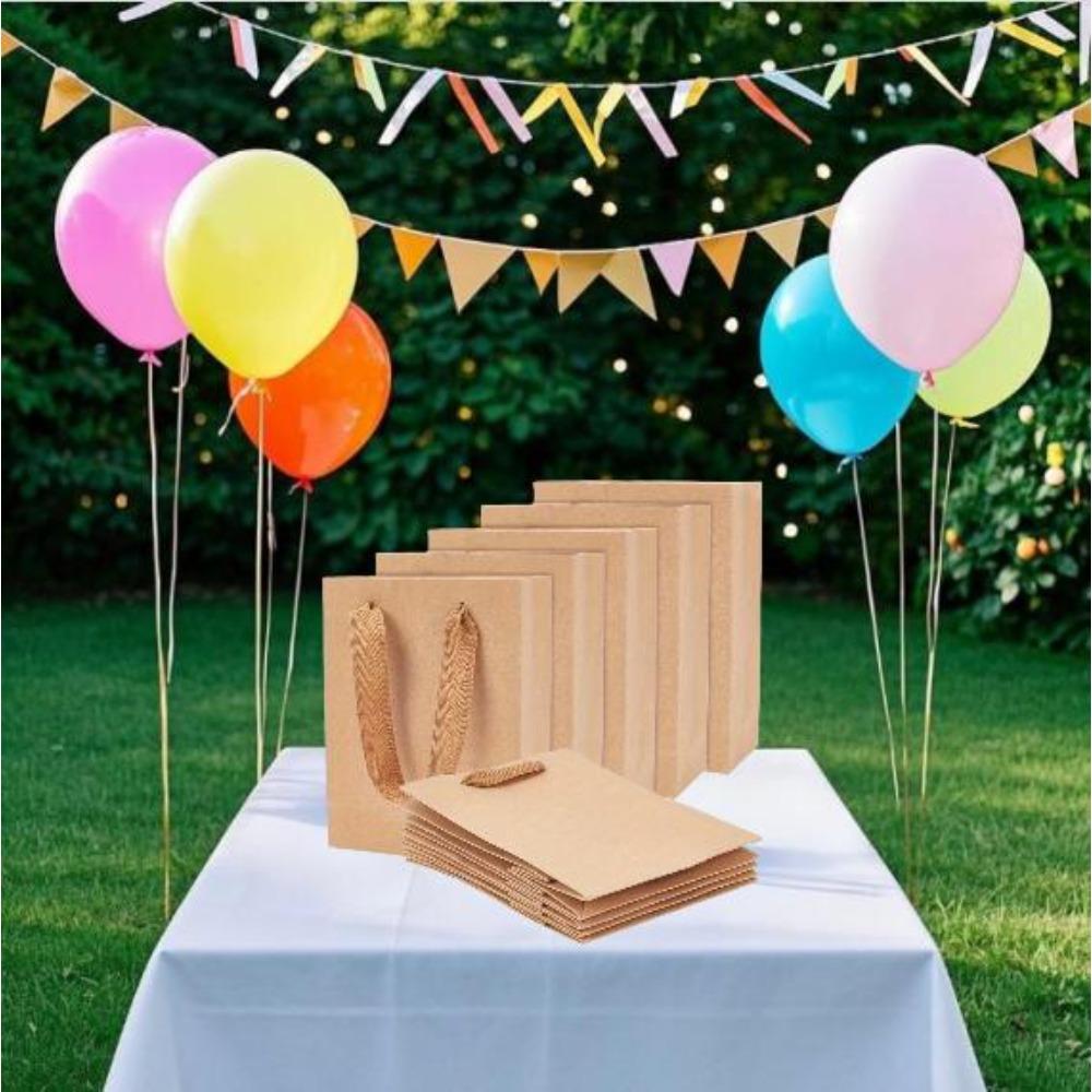 

6 шт. Прямоугольные крафт-бумажные пакеты Коричневые бумажные подарочные пакеты Розничная торговля Товары Покупка Бумажные пакеты с ручками для Свадебных вечеринок Подарки Pack of 6