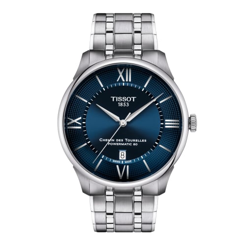 TISSOT Chemin des Tourelles Watch with Bracelet, Blue Dial, Officially Imported, Men's, T1394071104800