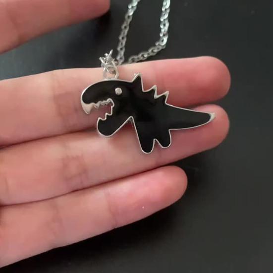Pendant Necklace Dinosaur Ins Hip Hop Jewelry Long Electroplating Couple Necklace for Friend