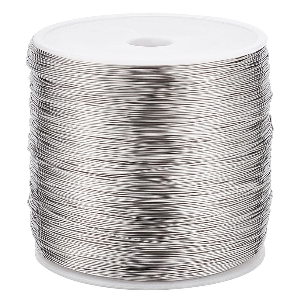 304 Stainless Steel Wire, Round, Stainless Steel Color, 26 Gauge, 0.4mm, About 820.21 Feet(250m)/Roll