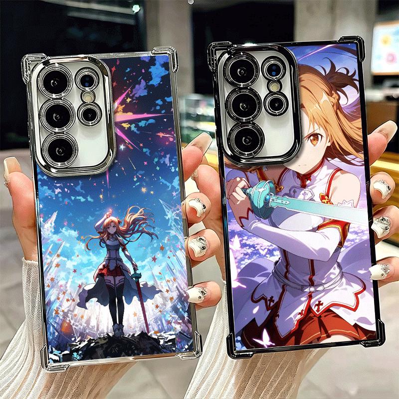 Sword Art Online Yuuki Asuna Plating Phone Case For Samsung Galaxy S24 S25 FE S26 Edge S23 Ultra S22 S21 Plus S20 Anti-Fall Aira