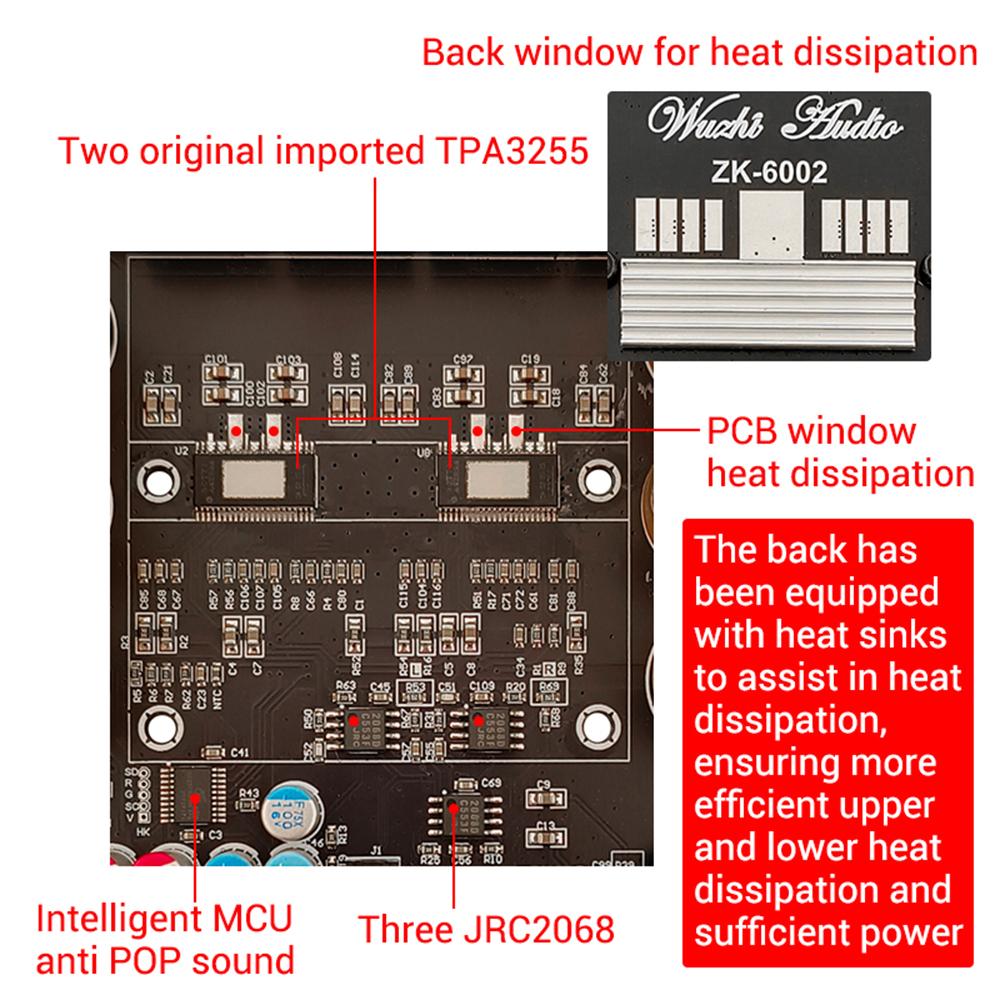 TPA3255 Audiophile HIFI Digital Audio Amplifier Board Power Supply 600W+600W High Power 2.0 Dual Channel Stereo Module DC 18-50V