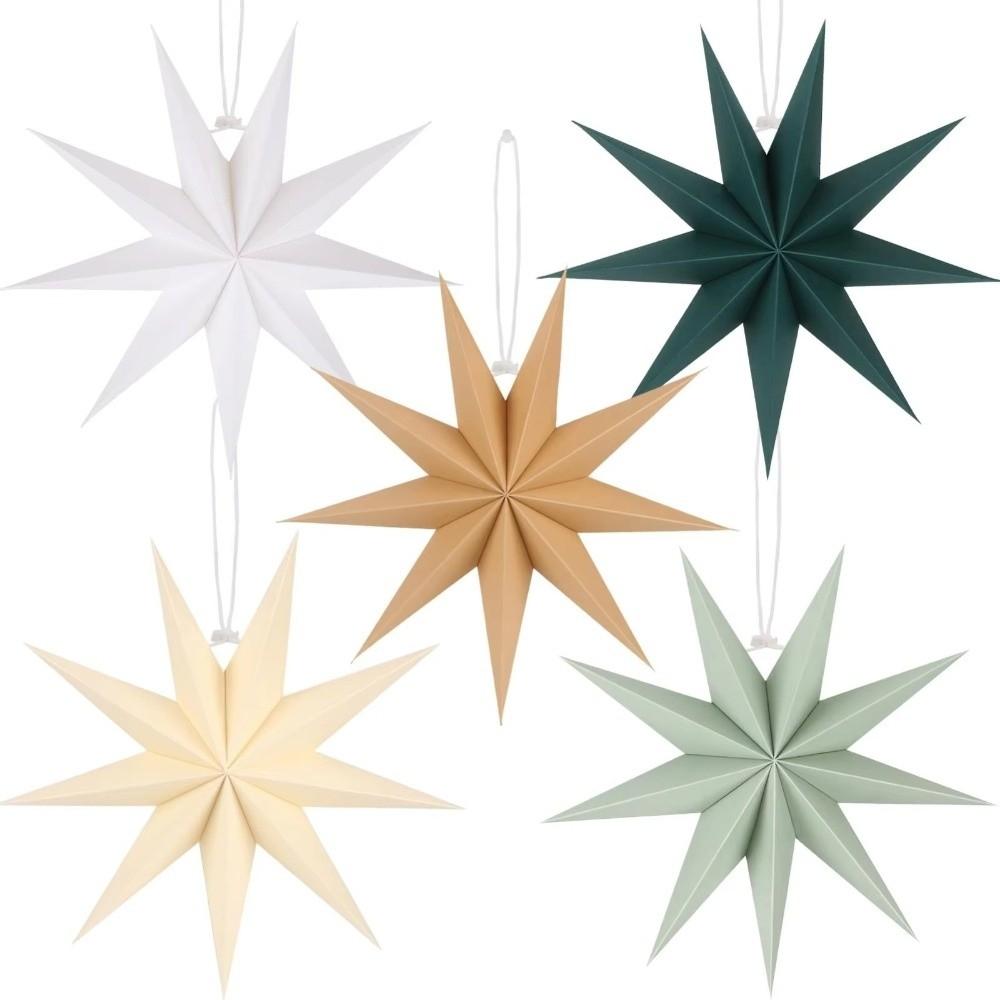 New 30cm Star Lanterns Folding 9-Pointed Hanging Paper Stars DIY Crafts Home Decor Birthday Party