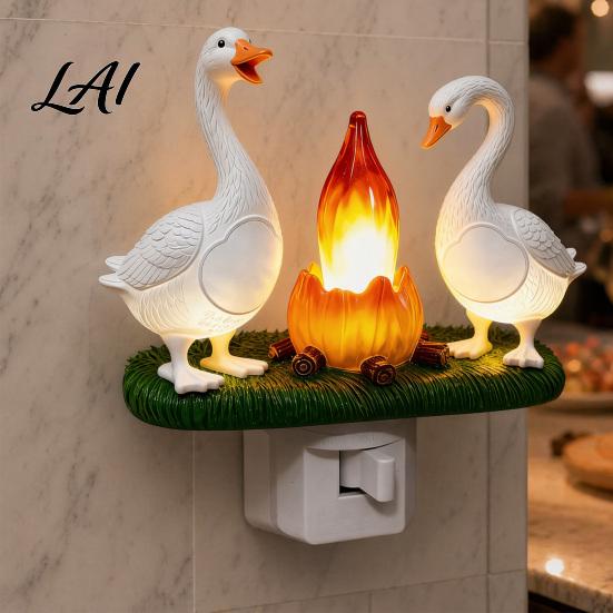 Party Atmosphere Lamp Goose Campfire Night Light 3D Small Electric Faux Flame