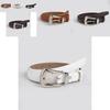 Minimalist Womens Faux Leather Belt With Round Alloy Buckle For Commuter Style
